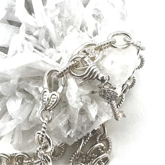 Judith Ripka Sterling Silver “Key to my Heart” Necklace 18” with Key Charm
